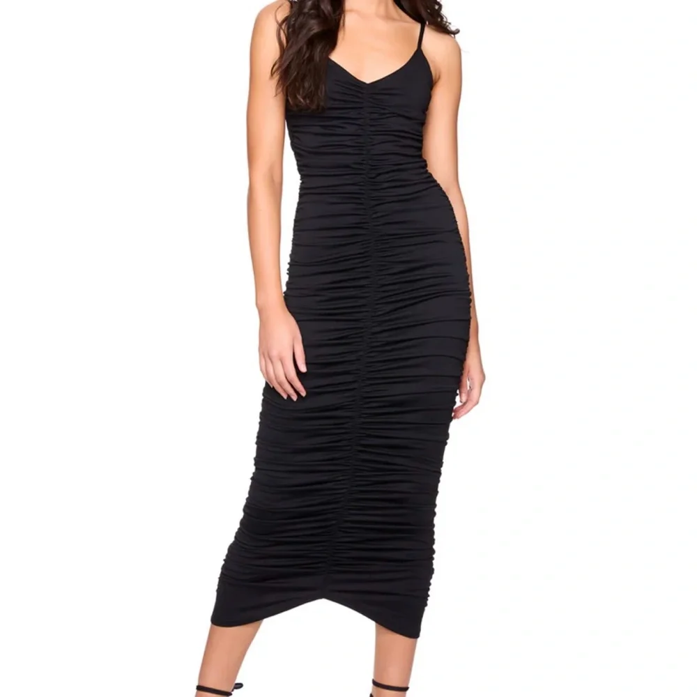 Susana Monaco Black Ruched Midi Dress - Picture 5 of 5